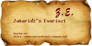 Zakariás Evariszt névjegykártya